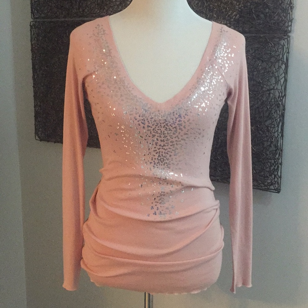 Long length fitted sparkly top